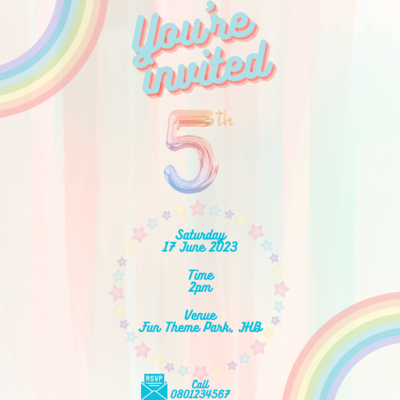 5th birthday invitiation