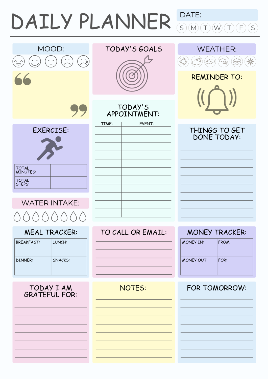 Pastel Rainbow Daily Planner