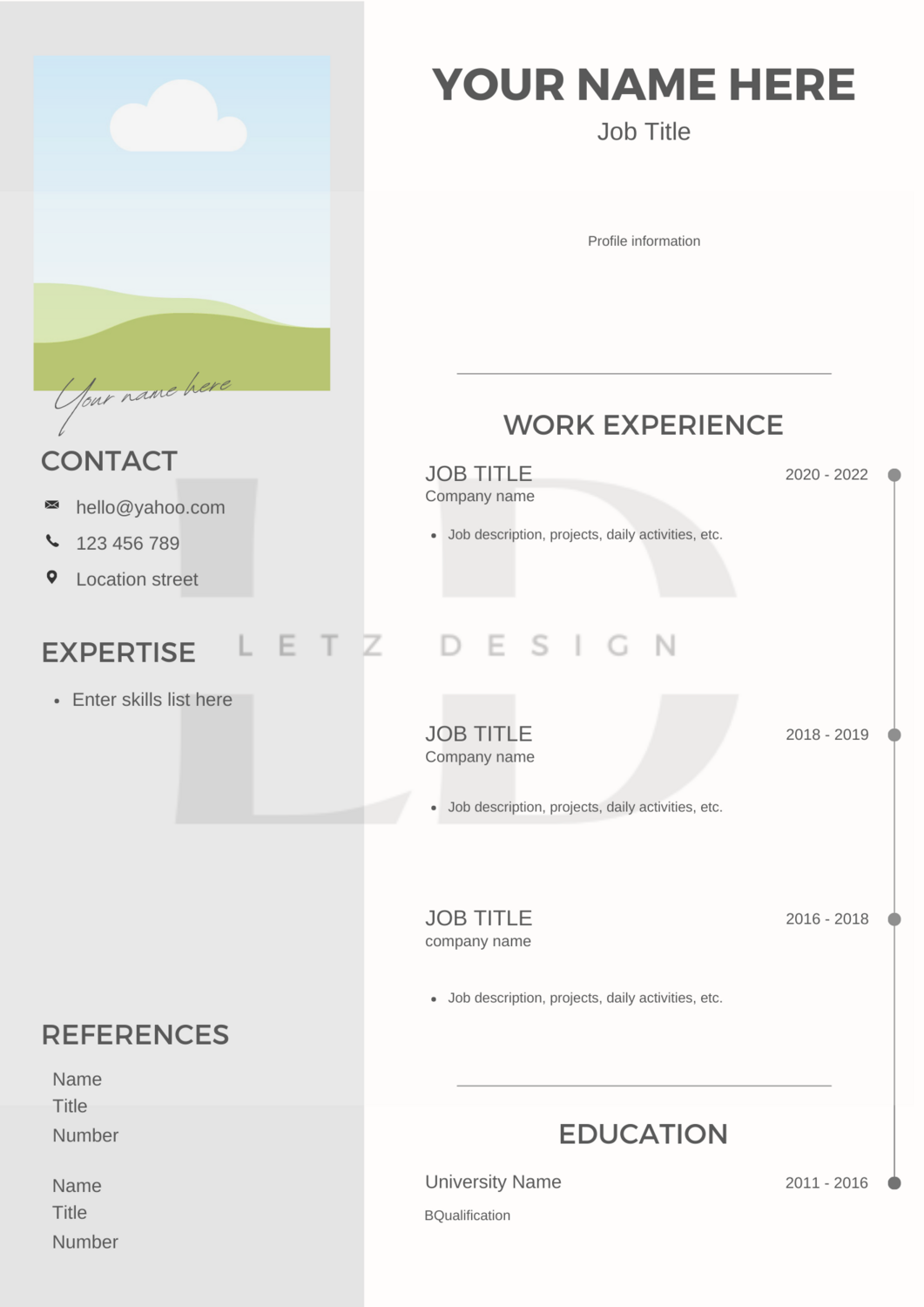 Grey and Beige Minimalist Professional Resume