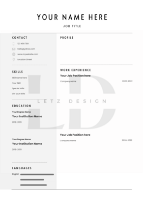 Grey and White Minimalist 3 Page Resume