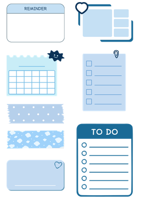 Blue Theme Digital Sticker Pack