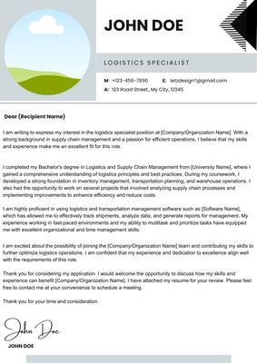 Cover Letter - Logistics Specialist