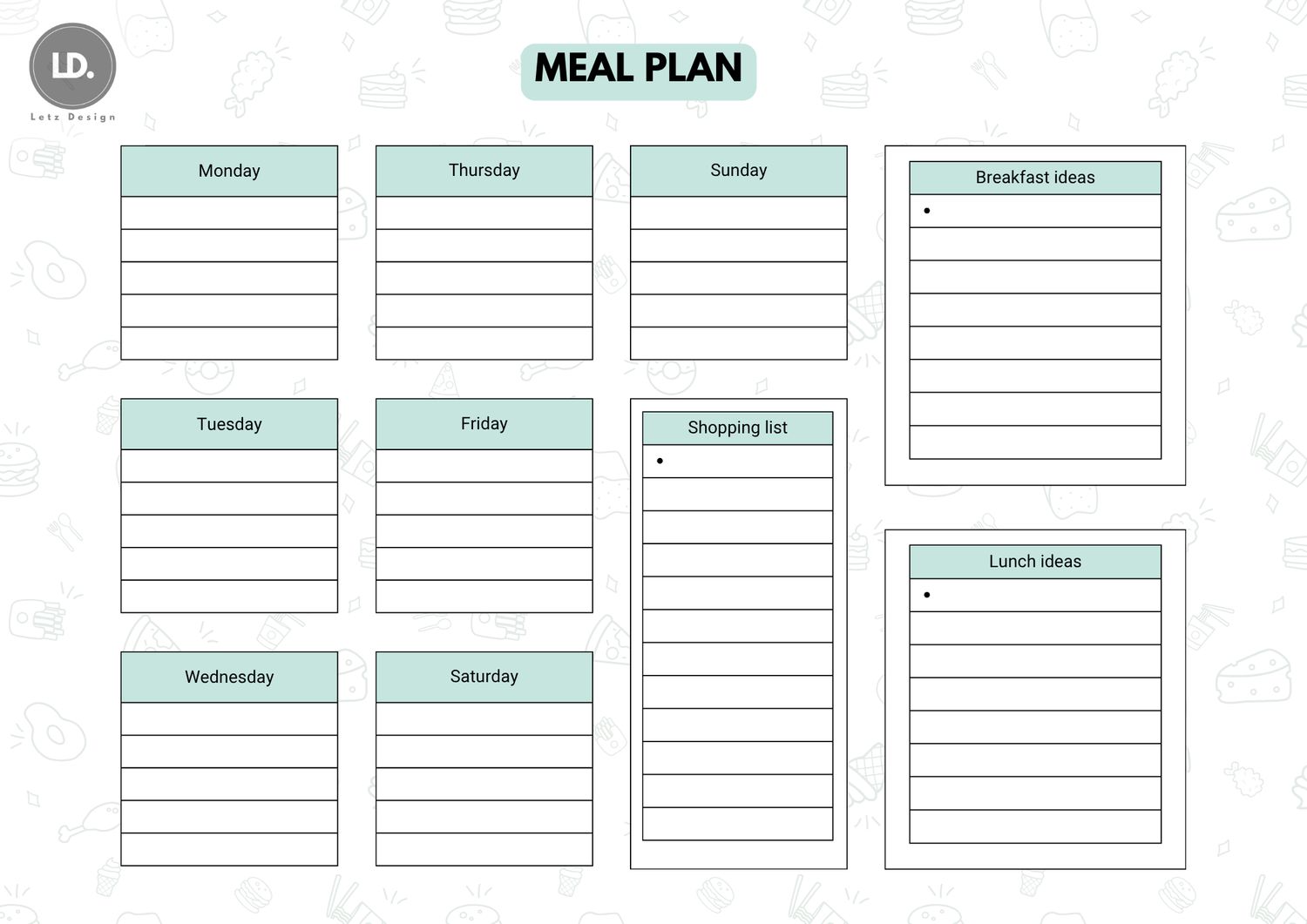 June Sample - Meal Plan