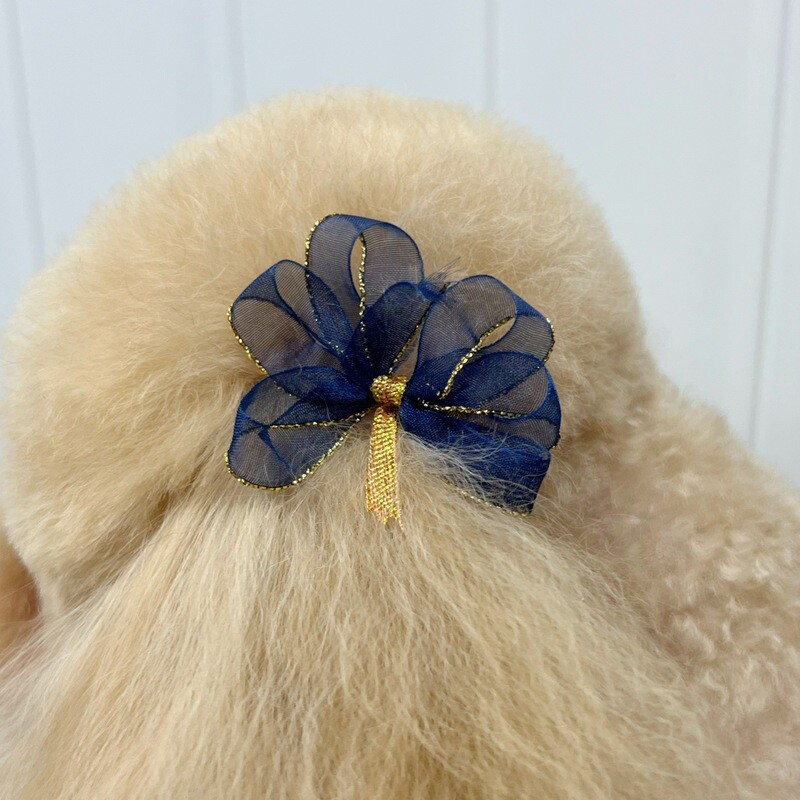 Ear Bows - Navy with Gold Glitter