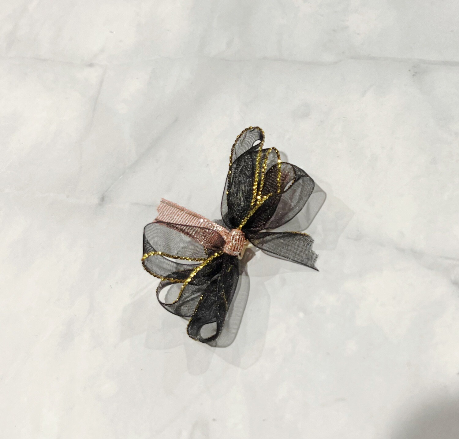 Ear Bows - Black with Gold &amp; Pink
