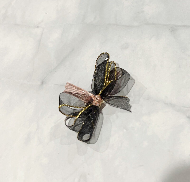 Ear Bows - Black with Gold &amp; Pink
