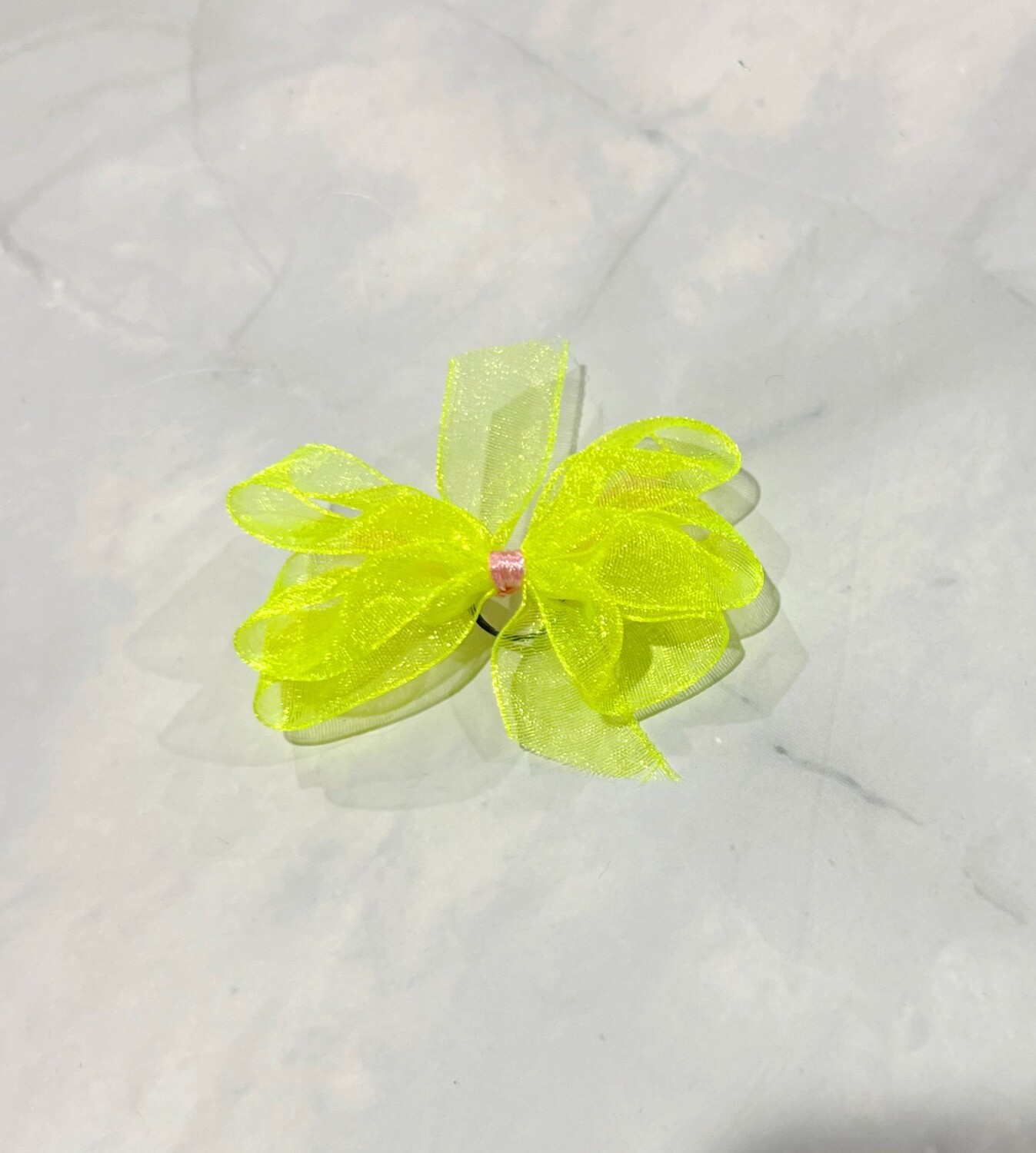 Ear Bows - Fluro Green with Pink