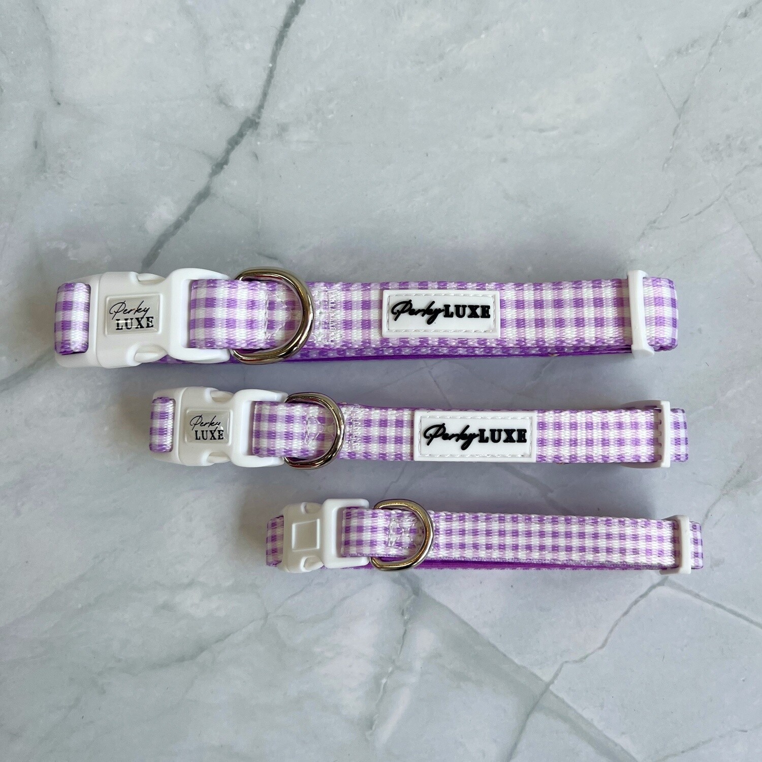 Lilac Gingham Adjustable Collar