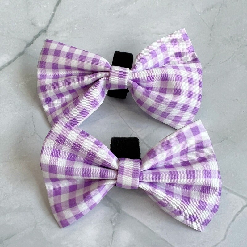 Lilac Gingham Bow Tie