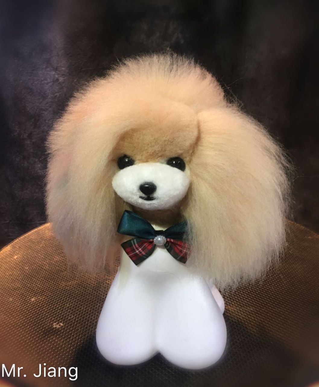 Mr Jiang Teddy Bear Head Hair - Champagne, White Mouth