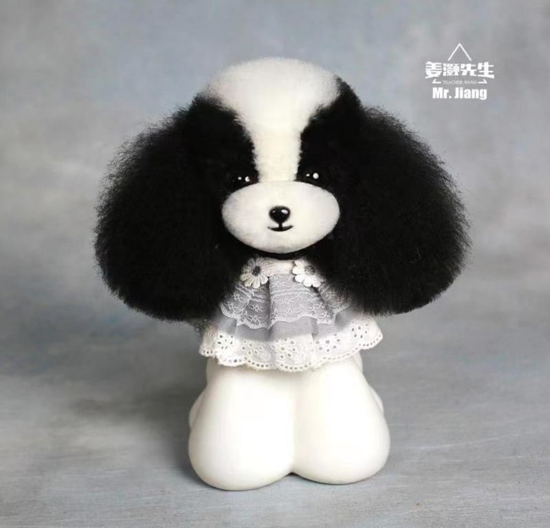 Mr Jiang Teddy Bear Head Hair - Black &amp; White