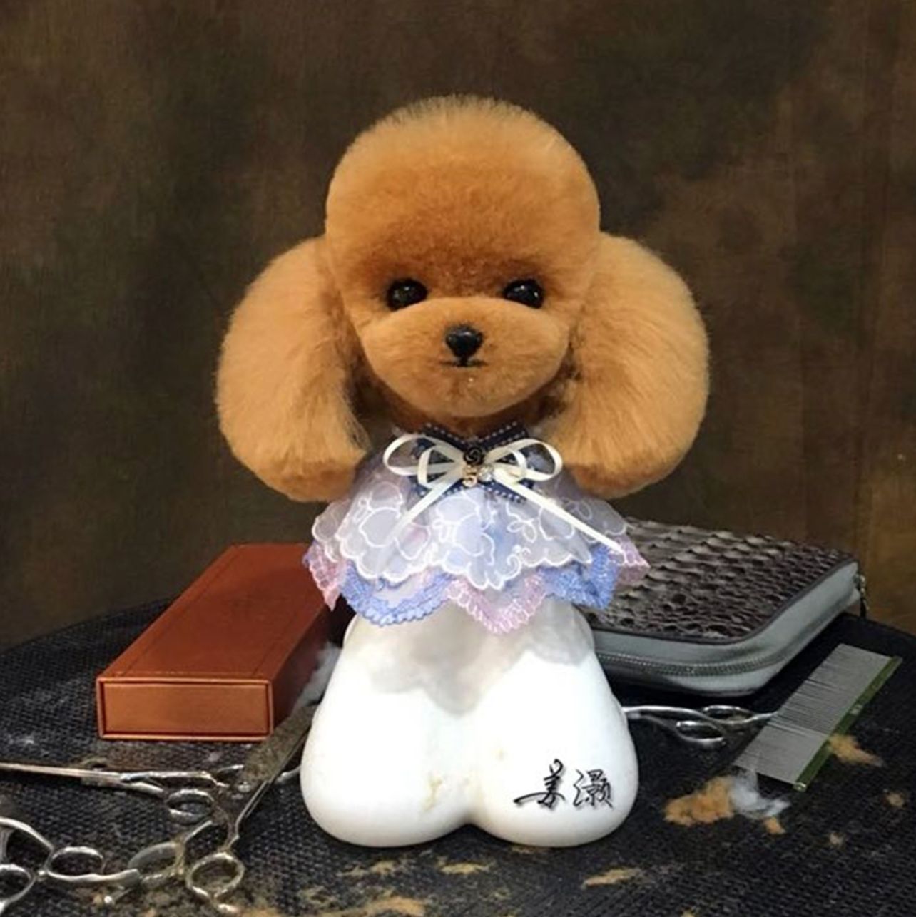 Mr Jiang Teddy Bear Head Hair - Red