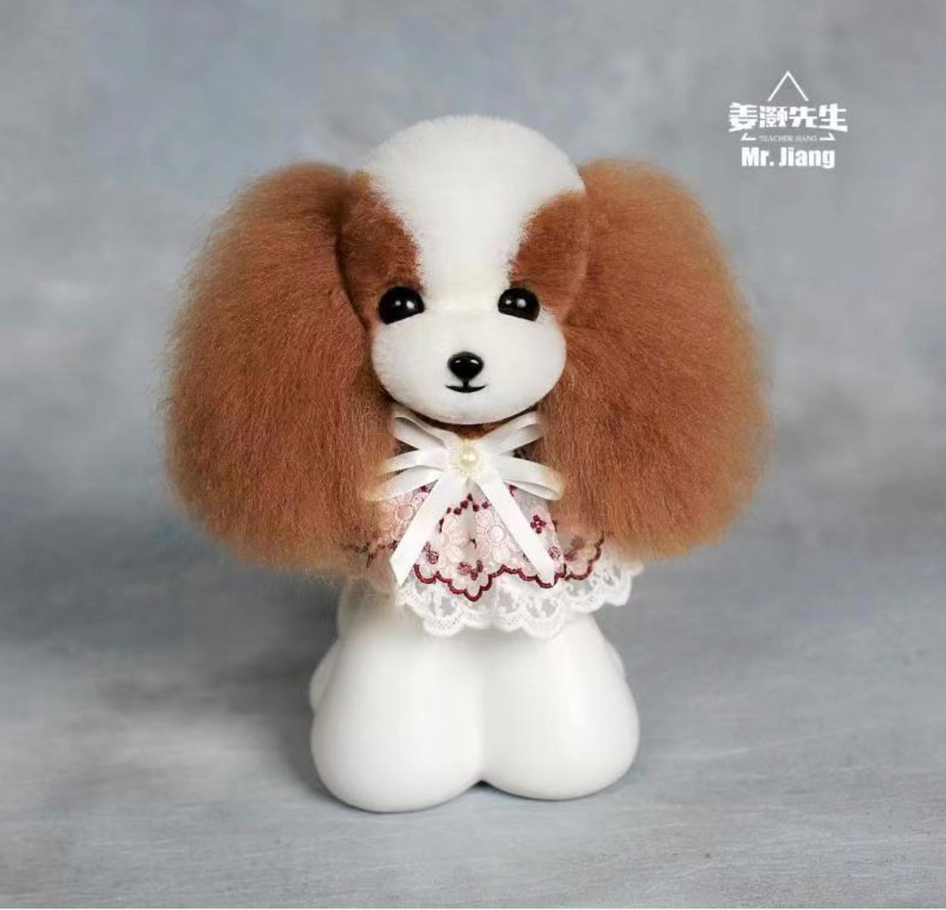 Mr Jiang Teddy Bear Head Hair - Brown &amp; White