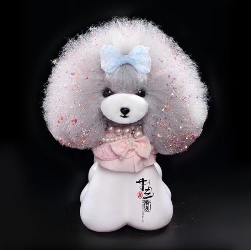 Mr Jiang Teddy Bear Head Hair - Grey, White Mouth