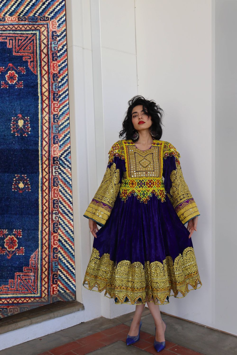 Royal Blue &amp; Gold Vintage Dress