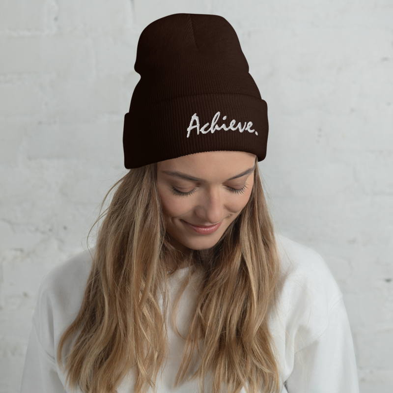 &quot;Achieve.&quot; Cuffed Beanie