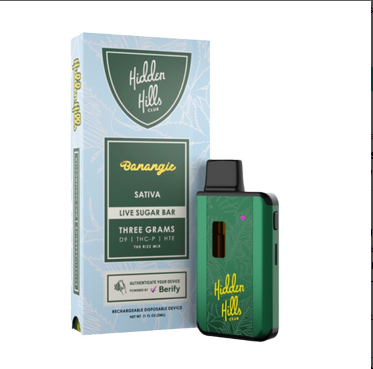 Hidden Hills Live Sugar Bar Disposable Vape | 3g, Strains:: Banangie Sativa