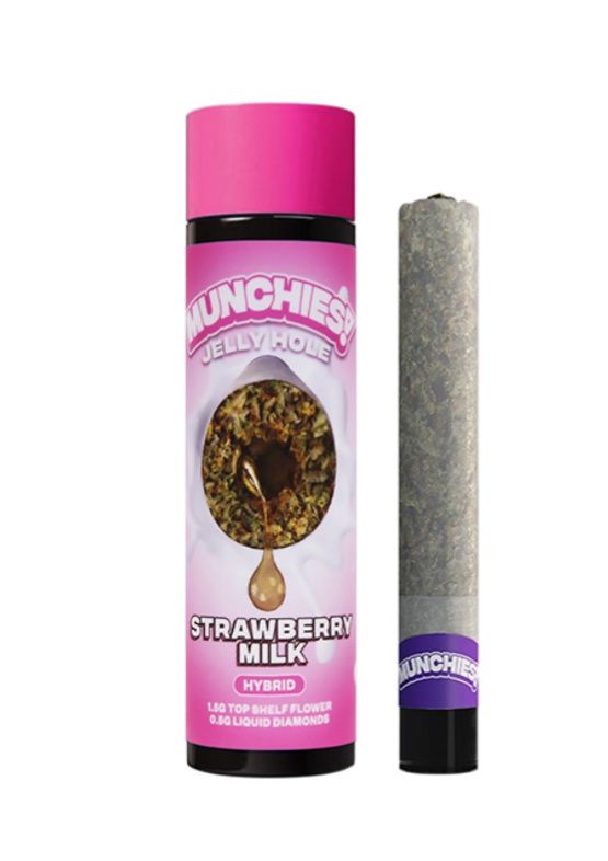Delta Munchies Jelly Hole Pre-Roll | 2g, Flavors:: Strawberry Milk - Hybrid
