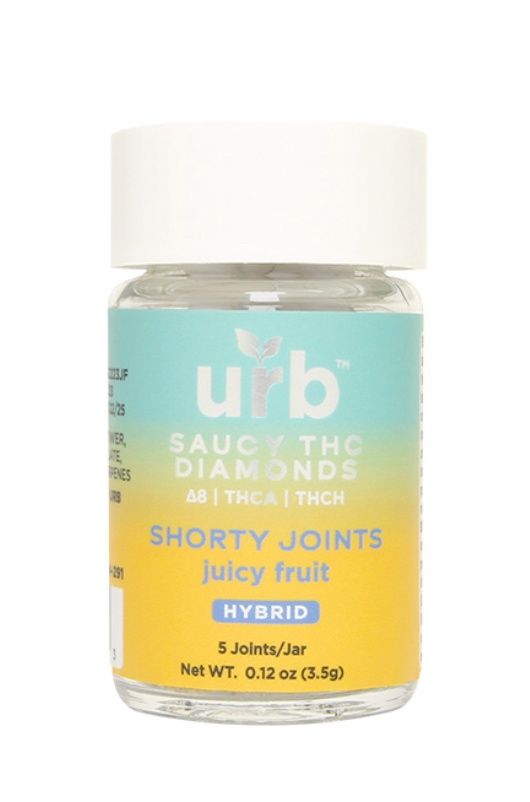 Urb Saucy THC Diamonds Shorty Joints | 5 Count, Strains:: Juicy Fruit- Hybrid