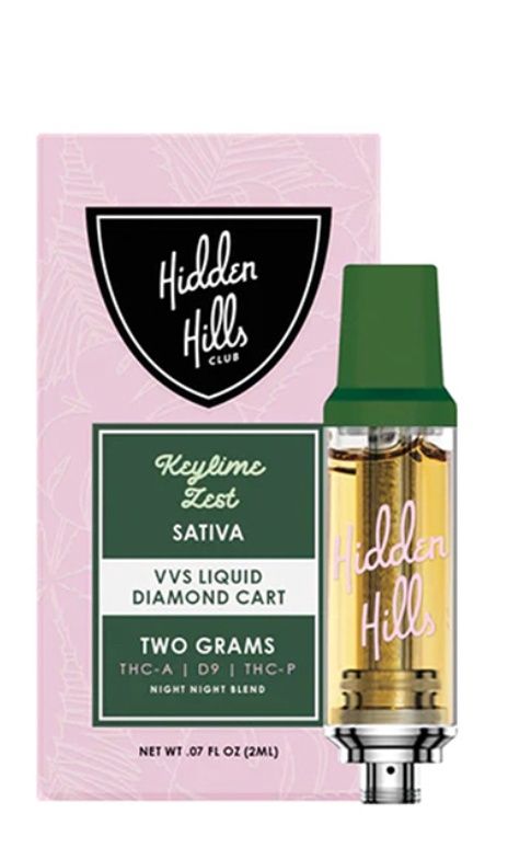 Hidden Hills Liquid VVS Diamond THC-A Cartridge | 2g, Strains:: KeyLime Zest - Sativa