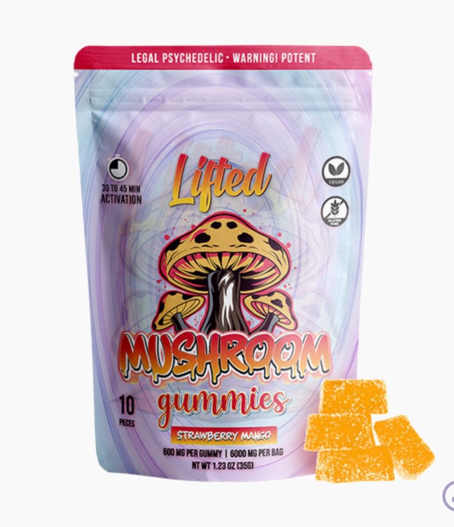 LIFTED MUSHROOM GUMMIES | (10CT) 6000MG, Flavor:: Strawberry Mango