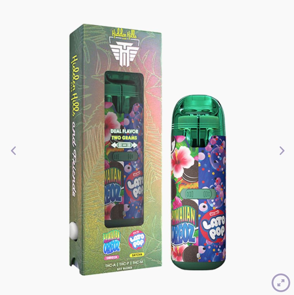 HIDDEN HILLS &amp; FRIENDS DUAL DEVICE | 2G, Strains:: Hawaiian Oreoz- Indica Lato Pop-Sativa