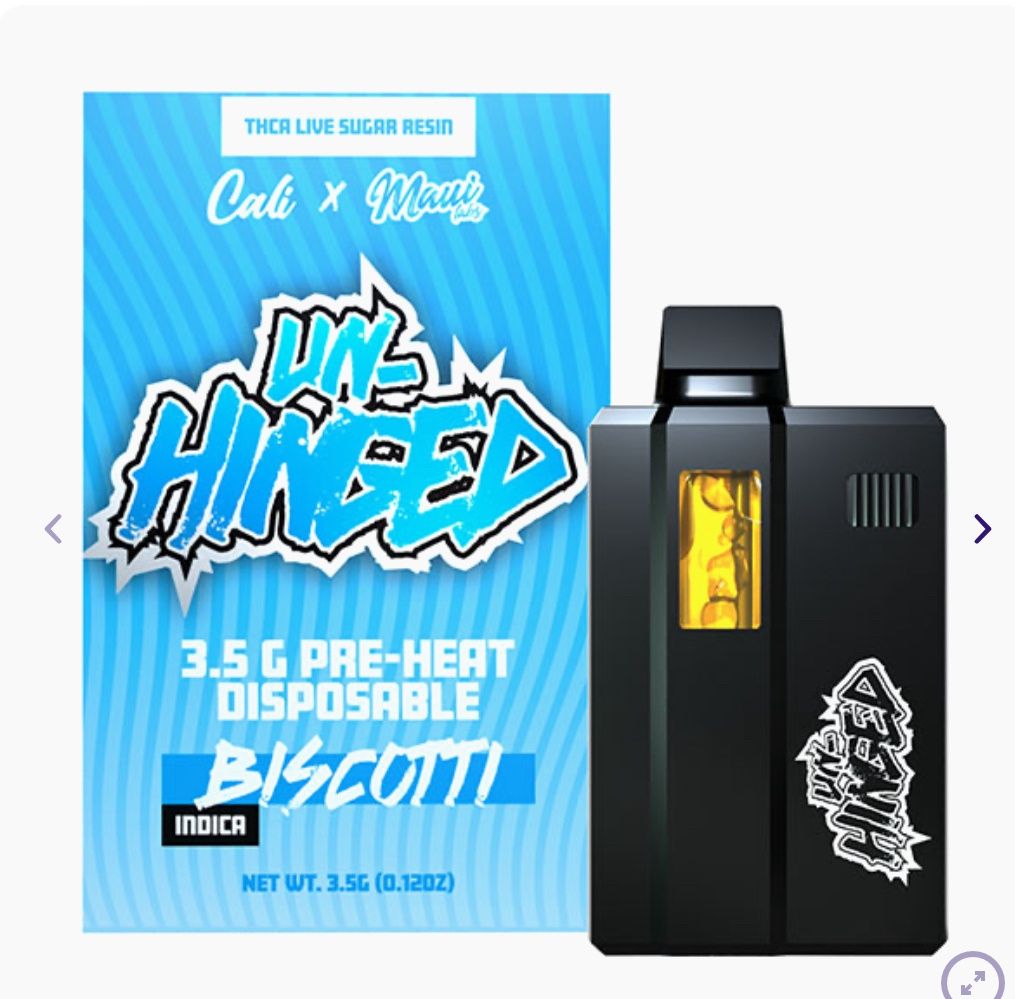 CALI X MAUI LABS UNHINGED DISPOSABLE | 3.5G, Strain: Biscotti - Indica