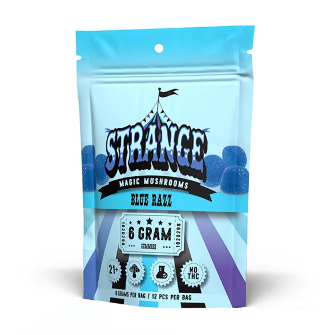 STRANGE MAGIC MUSHROOM GUMMIES | 6G, Flavor:: Blue Razz
