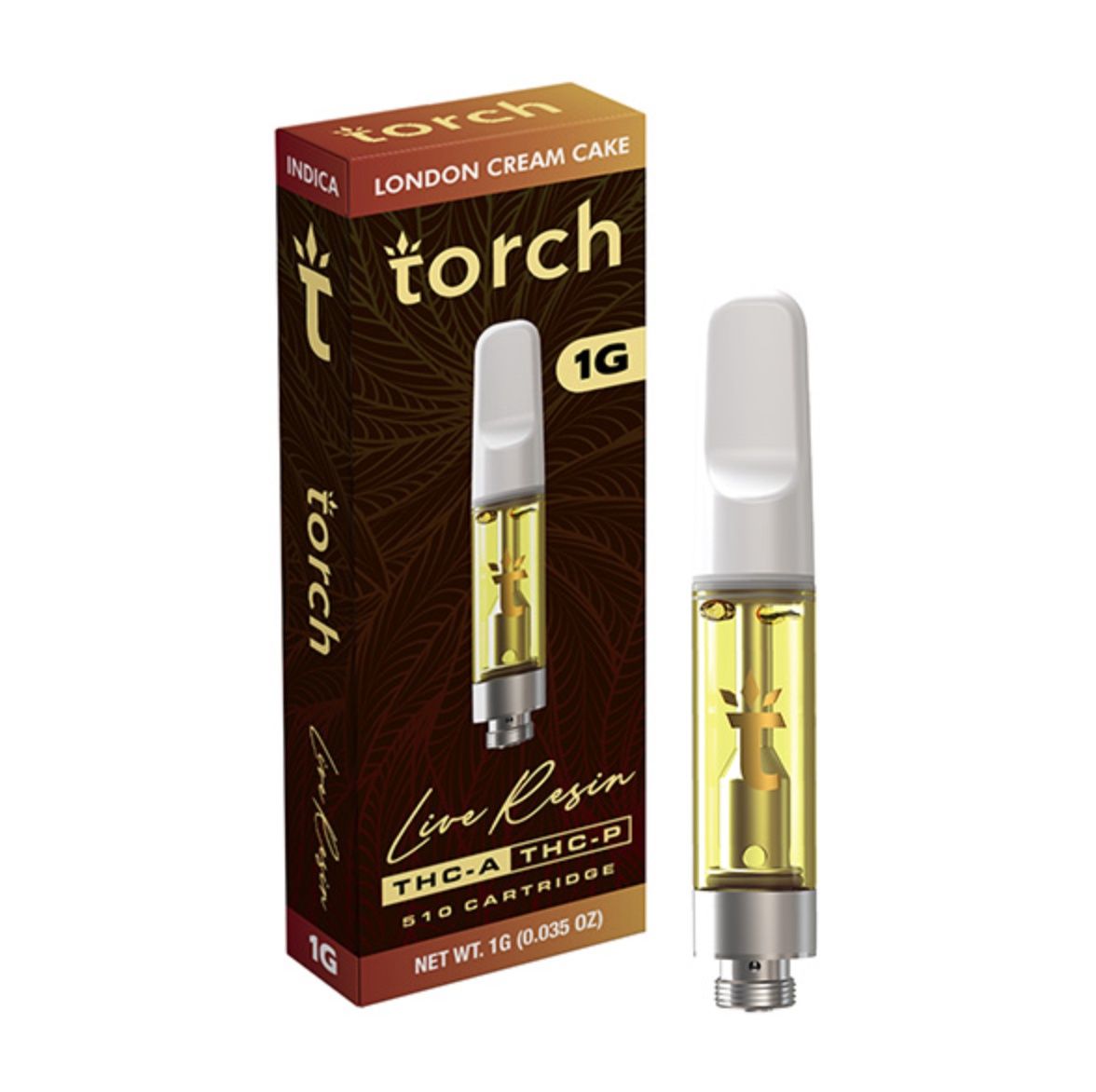 TORCH LIVE RESIN THC-A + THC-P 510 CARTRIDGE | 1G, Strength: London Cream Cake - Indica