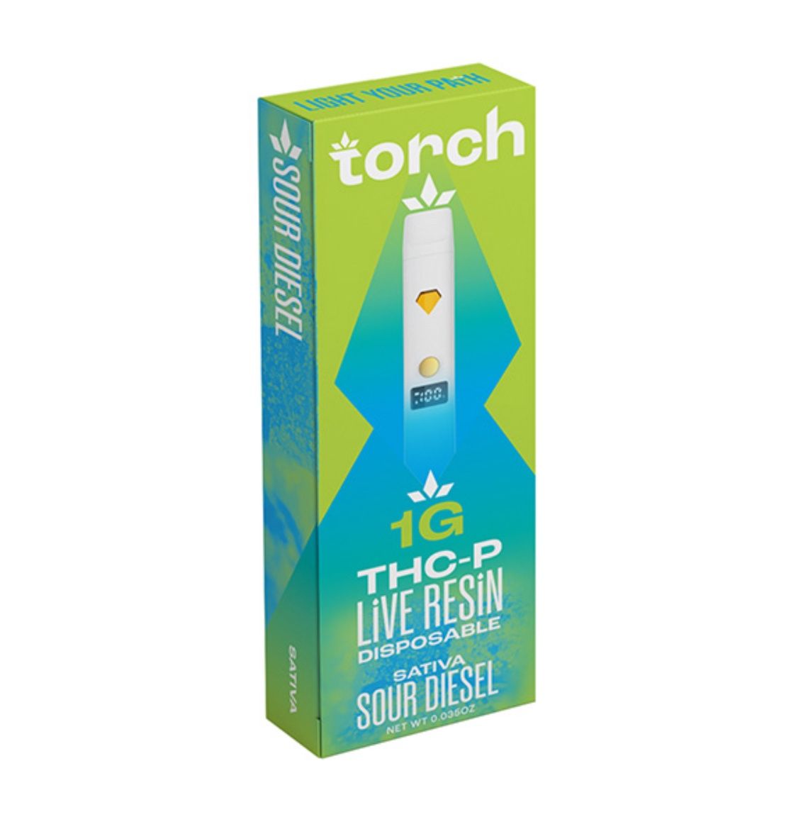 TORCH THC-P LIVE RESIN DISPOSABLE | 1G, Strains:: Sour Diesel - Sativa