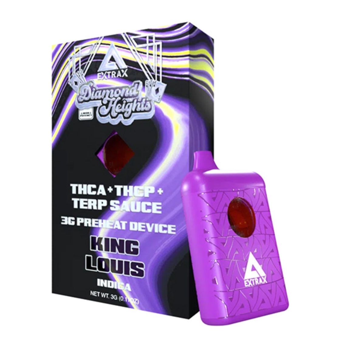 DELTA EXTRAX DIAMOND HEIGHTS DISPOSABLE | 3G, Strains:: King Louis - Indica