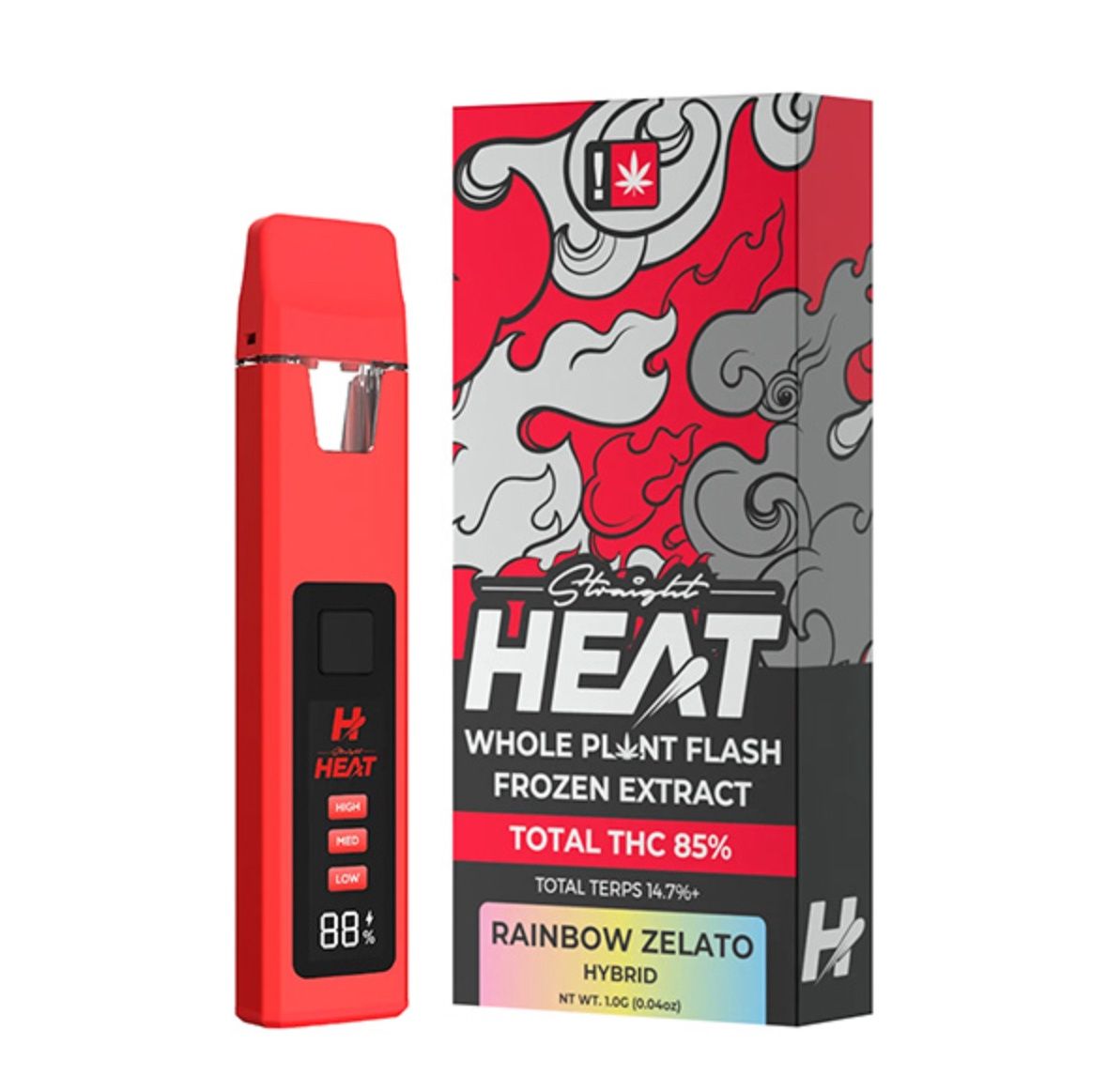 STRAIGHT HEAT DELTA THC DISPOSABLE | 1G, Strain: Rainbow Zelato - Hybrid