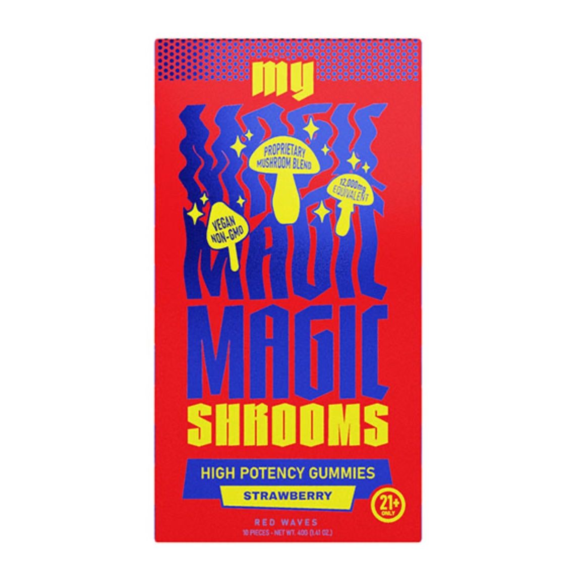 MY MAGIC SHROOMS GUMMIES | (10CT) 12000MG, Flavors:: Strawberry - Red Waves