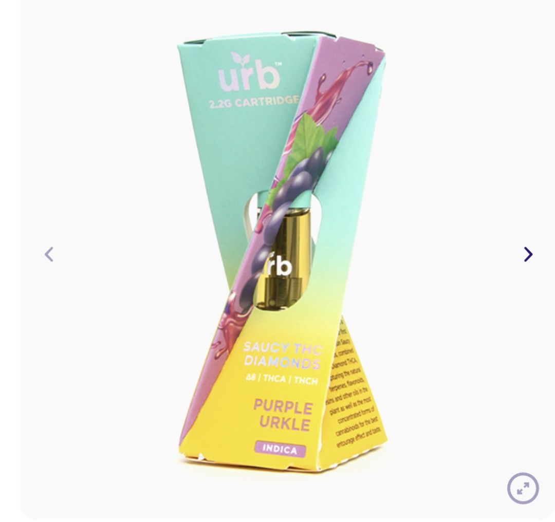 Urb Saucy THC Diamonds Cartridge 2.2g, Flavor: Purple Urkle - indica