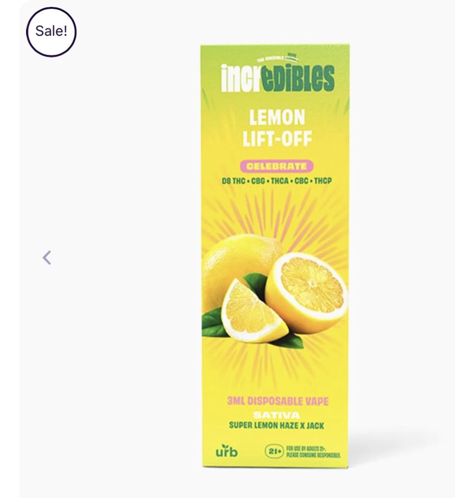 URB INCREDIBLES DISPOSABLE VAPE | 3G, Flavor: Lemon lift off