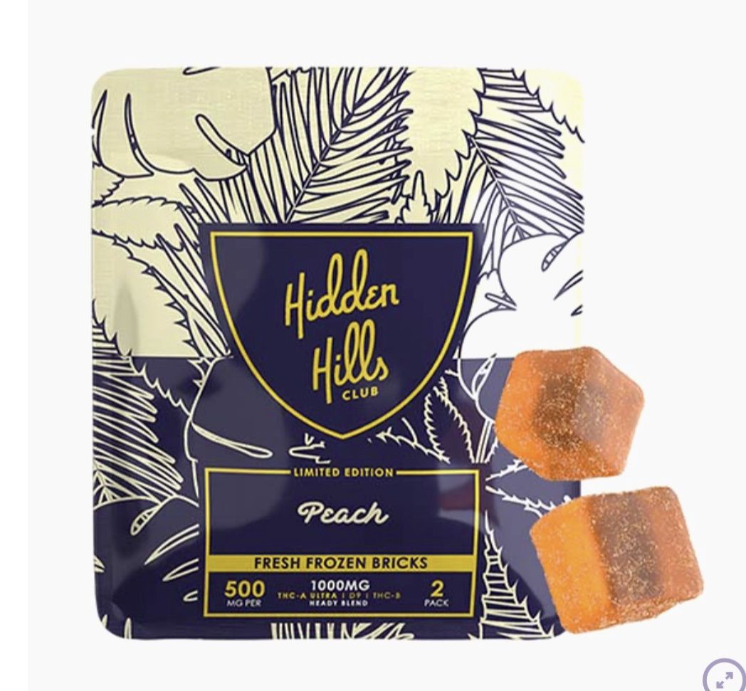HIDDEN HILLS HEADY BLEND FRESH FROZEN GUMMIES | (2CT) 1000MG, Flavor: Peach