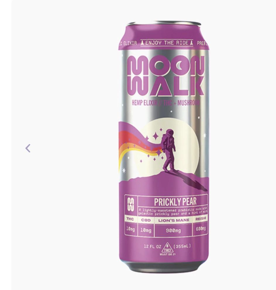 Moon Walk Microdosed THC + Mushroom Beverage 12oz, Flavor: Prickley pear