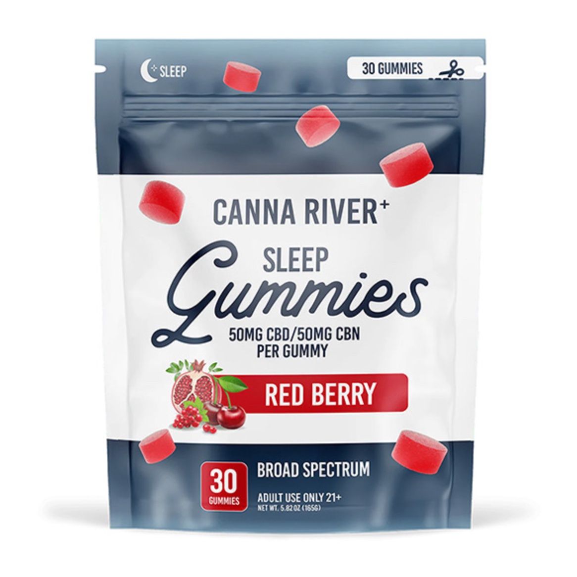 CANNA RIVER BROAD SPECTRUM SLEEP GUMMIES | 30 COUNT, Flavor:: Red Berry