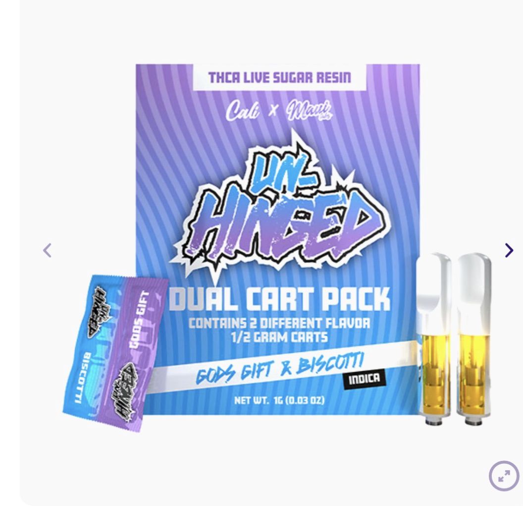 CALI X MAUI LABS UNHINGED DUAL CARTRIDGES | (2PK) 1G, Flavor: Indica