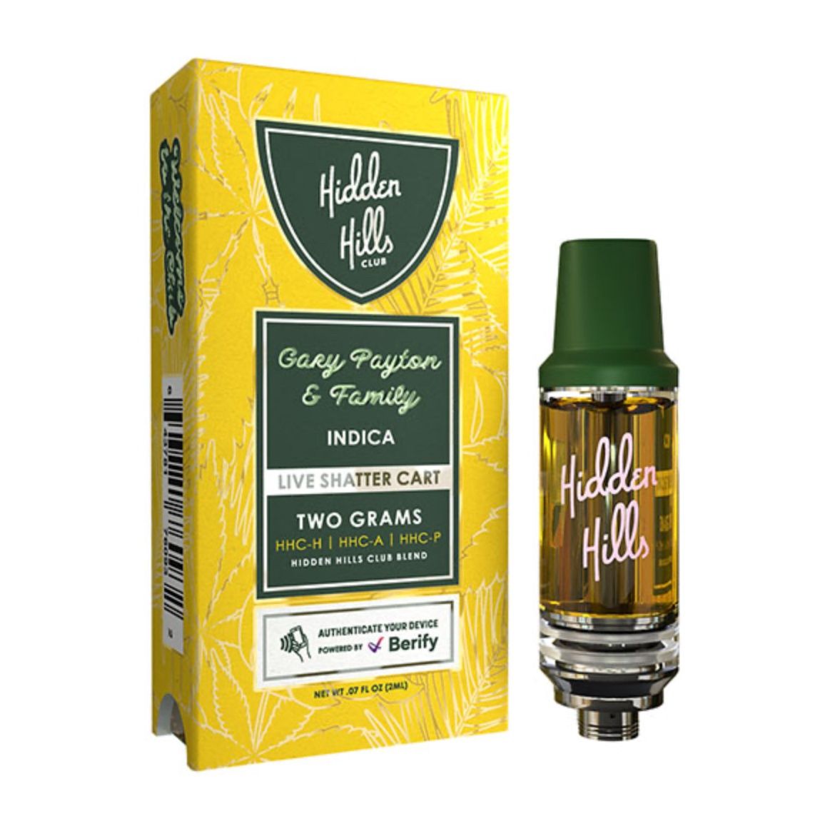 HIDDEN HILLS LIVE SHATTER CARTRIDGE | 2G, Strains:: Gary Payton &amp; Family - Indica