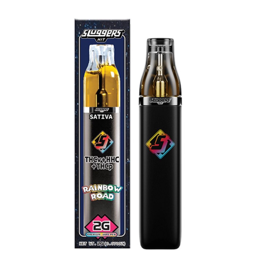 SLUGGERS HIT GRAM SLAM DISPOSABLE | 2G, Strains:: Rainbow Road - Sativa