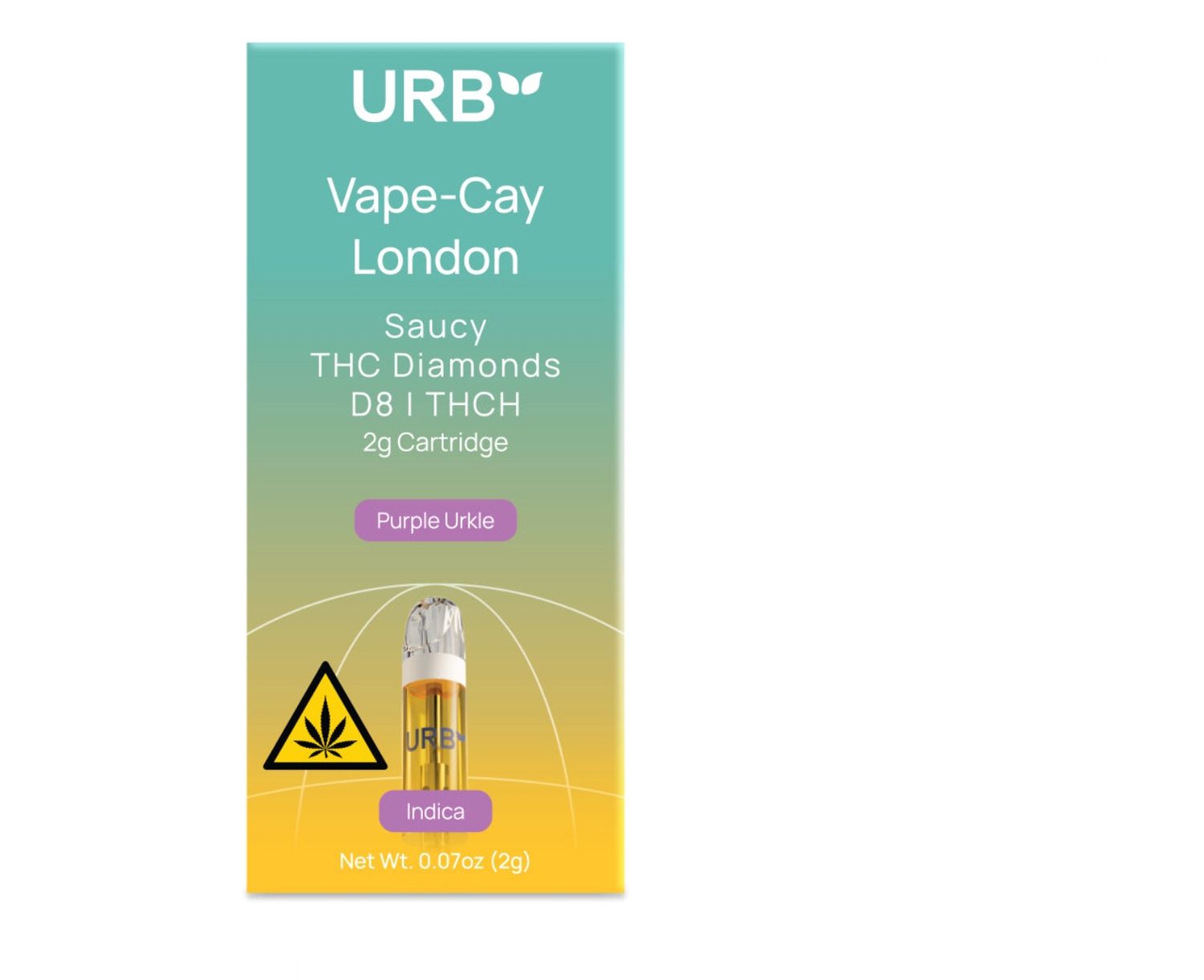 Urb Vape-Cay London Saucy THC Diamonds |2G Cartridge 2.2g, Flavor: Purple Urkle - indica