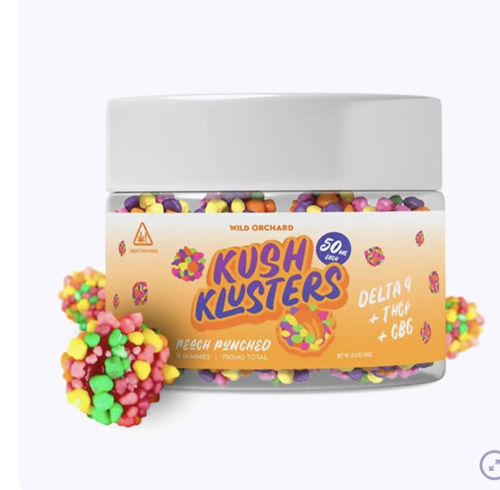 WILD ORCHARD KUSH KLUSTERS D9 + THCP GUMMIES, Flavor: Peach punched