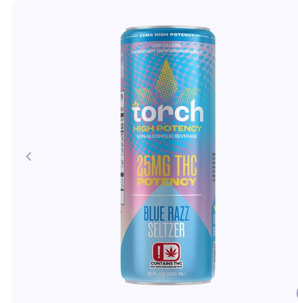 TORCH HIGH POTENCY THC SELTZER | (25MG) 12OZ, Flavor: blue razz