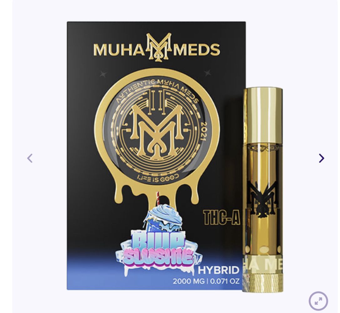 Muha meds 2g cart, Flavor: Blue slushee - hybrid