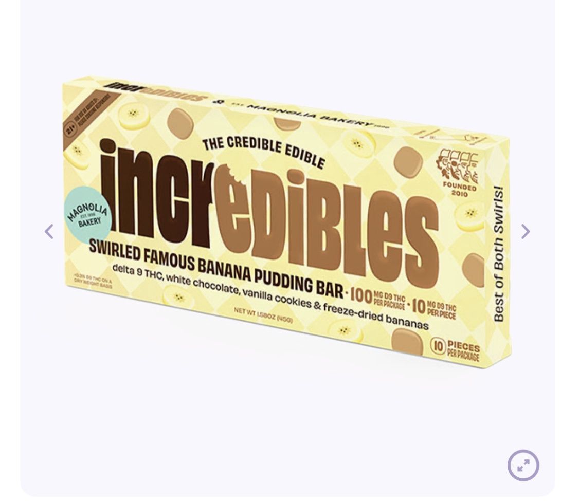 Incredibles D9 Chocolate Bar | (10ct) 100mg, Flavor: Banana pudding