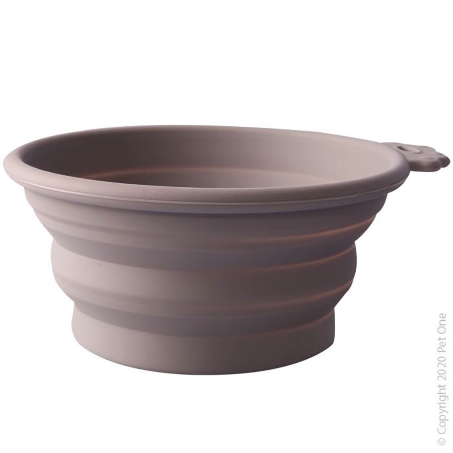 Pet One Silicone Travel Pop-Up Bowl, Color: Light Grey, Size: 370ml