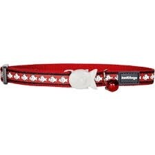 Red Dingo Reflective Cat Collar Fish, Colour: Red