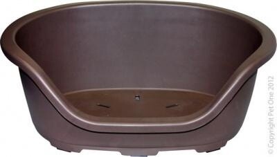 Pet One Oval Plastic Bed - Chocolate