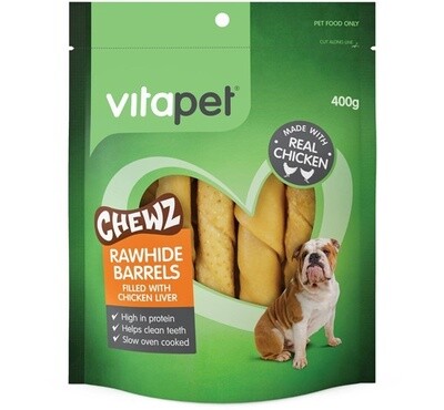 Vitapet Rawhide Barrels with Chicken Liver
